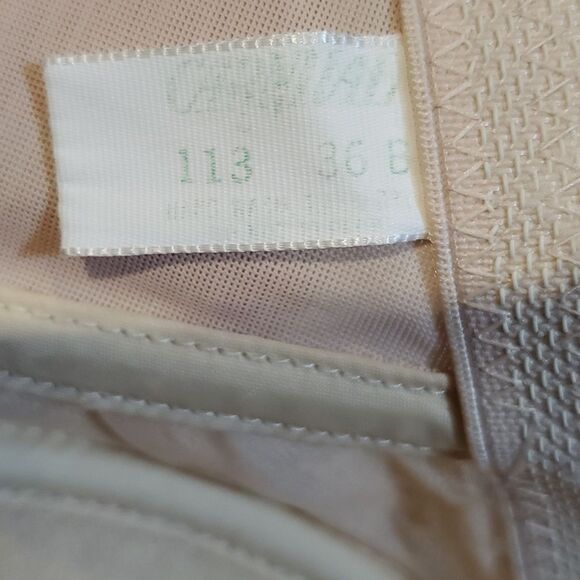 Vintage Carnival Beige Strapless Floral Lace Bra 36B 324 - Picture 8 of 10